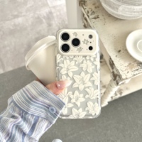 Coque de téléphone minimaliste style coréen pleine écran motif lys, mignonne et antichoc pour iPhone 17 Pro Max / 16 / 15 / 14