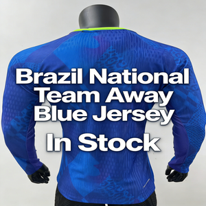 Camiseta de Fútbol de Manga Larga Azul de Visitante de la Selección Nacional de Brasil 100% Auténtica Servicio OEM - Directo de Fábrica - Product Image 1