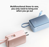 Batterie externe portable 2-en-1 pliable avec prise CA, charge rapide 45W, haute capacité Li-Polymère 20000mAh et câble intégré pour la vente en gros