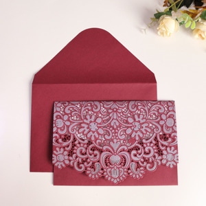 Đơn giản laser cắt Emboss Hoa Chủ đề ưa thích giấy lá tem mộc mạc sang trọng lời mời đám cưới với túi - Product Image 4