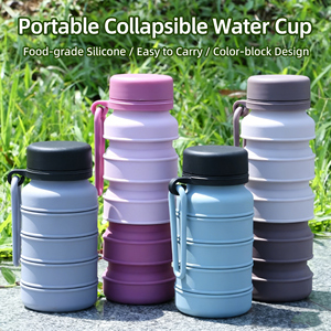 Gourde de voyage en silicone color-block extensible, bouteille de sport portable d'extérieur, résistante aux chocs et à la chaleur - Product Image 4