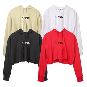 Felpa <span class=keywords><strong>con</strong></span> <span class=keywords><strong>Cappuccio</strong></span> Nera da <span class=keywords><strong>Donna</strong></span> 350GSM, Taglie Forti, Top Corto Spesso <span class=keywords><strong>con</strong></span> <span class=keywords><strong>Cappuccio</strong></span> Ricamato per la Stagione Autunnale - Product Image 1