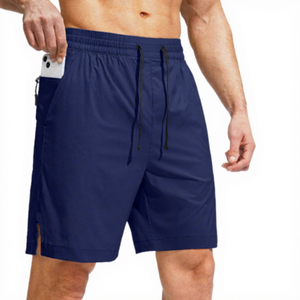 Shorts de sport légers pour hommes, séchage rapide, avec poches, motif uni, pour musculation et haltérophilie, tricotés, teint en uni - Product Image 1