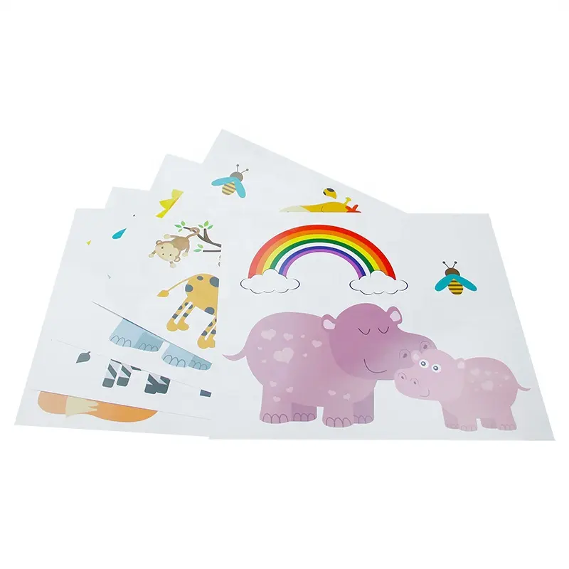 Custom Printing Decal Cartoon Animal Vinyl Removable Wall Sticker Home Decoration For Kids Living Room