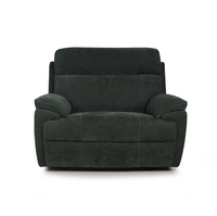 Fauteuil inclinable électrique moderne trois places en tissu chenille vert armée avec accoudoirs inclinables électriques et port USB latéral en métal extensible pour salon