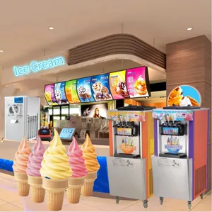 Kỹ thuật số nhỏ Arabic Kenya ITALIANO thanh bát đôi France ngô sữa Ice Cream Making Machine Maker với máy nén cho các cửa hàng