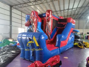 มูนวอล์กเป่าลมบ้านสไปเดอร์แมนกระโดดปราสาทสไปเดอร์แมนเชิงพาณิชย์พร้อมสไลด์สำหรับปาร์ตี้ให้เช่า - Product Image 2