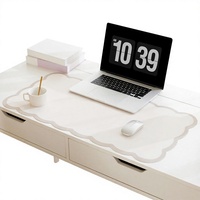 Tapis de bureau personnalisé en cuir PU festonné, grand format 31,5" x 15,7", design esthétique mignon pour la maison/le travail/la décoration