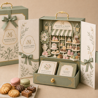Boîte cadeau de présentation de luxe personnalisée avec affichage en papier 3D, double porte coulissante pour chocolats, bonbons, biscuits