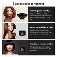 Sèche-cheveux ionique professionnel à moteur CC haute vitesse 1600W pour salon et hôtel, avec diffuseur, buse magnétique, 3 vitesses, pour boucler et diffuser