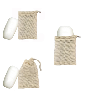Bolsa de malla de algodón 100% natural y ecológica para jabón, estilo moderno, biodegradable, con cordón, red de burbujas para jabón, cuidado corporal - Product Image 2