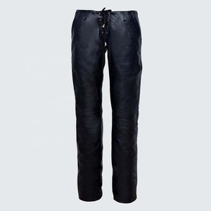 Pantalones con aspecto de cuero negro para mujer, ajustados de Vaqueros cintura alta, con realce de glúteos - Product Image 1