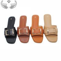 Sandales et pantoufles plates pour femmes, respirantes, à bout ouvert, élégantes et de haute qualité, pour l'extérieur, vente en gros, stock prêt à expédier