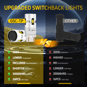 Faro LED 3157 Switchback Bicolore 28W con Ventola 3157A 3057 4157, Resistori Integrati, Lampadina per Indicatore di Direzione, Stop e <span class=keywords><strong>Luce</strong></span> Posteriore - Product Image 3