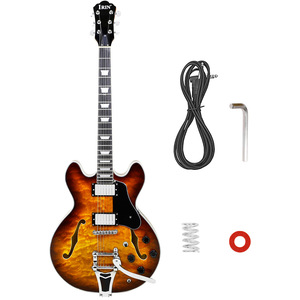 جيتار كهربائي جاز بفتحة F مجوفة بالجملة، 22 فرتاً، من خشب الحور، للمبتدئين والمحترفين، جيتار روك للعروض، سلبي مغلق - Product Image 3