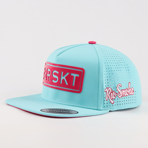 Mens Chất lượng cao 5-panel được trang bị mũ cao su vá Logo tùy chỉnh Thể Thao Snapback cap phẳng vành Snapback poly + Spandex phổ biến vải - Product Image 3