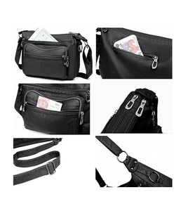 Sacs fourre-tout <span class=keywords><strong>en</strong></span> cuir souple pour femmes, sacs à main multi-poches, sac à bandoulière réglable avec fermeture éclair pour les voyages - Product Image 5