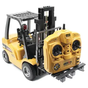Huina 1577 आर सी फोर्कलिफ्ट मिश्र धातु खिलौना मॉडल 1:10 8 चैनल धातु रिमोट कंट्रोल Constructuon ट्रक क्रेन