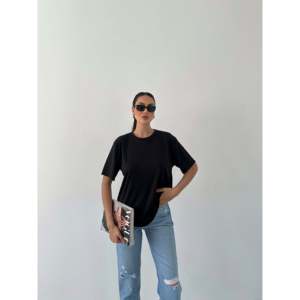 T-shirt basique simple pour femme, col rond, 100% coton, jersey respirant, coupe classique, manches courtes - Product Image 1