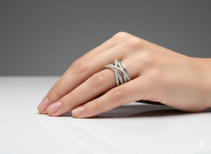 Luxury Diamond Crossover <b>Ring</b> 925 <b>Silver</b> / 10KT 14KT 18KT Gold Multi-Layer Criss <b>Cross</b> <b>Ring</b> For Women Wear Jewelry - Product Image 5