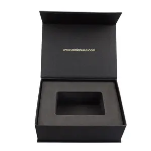 Luxury Custom Logo Book Style Black Sponges Magnetic Jewelry Boxes Rigid Paper Packaging Gift Box With Magnet Closure