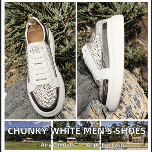 Chaussures d'extérieur pour hommes, collection automne 2026, style Little White, à semelle épaisse, respirantes, antidérapantes, avec strass, rehaussantes, en cuir de vachette - Product Image 2