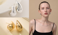 Boucles d'oreilles pendantes dorées massives 18 carats pour femmes, hypoallergéniques, en forme de goutte d'eau