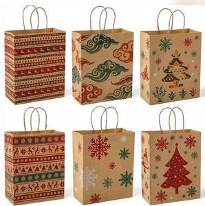 Bolsas de Regalo de Navidad de <span class=keywords><strong>Papel</strong></span> <span class=keywords><strong>Kraft</strong></span> Reutilizables Personalizadas con Asas, Bolsas para Envolver Regalos, Dulces y Golosinas - Product Image 1