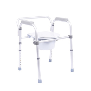Aluminum <b>Commode</b> Chair <b>Folding</b> With Toilet Seat For Elderly And Pregnant Women - Product Image 1