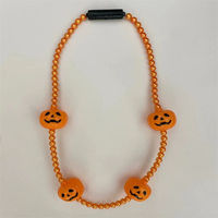 Collier de perles citrouille LED brillantes, vente en gros, idéal pour Halloween et les fêtes, collier lumineux orange pour le carnaval
