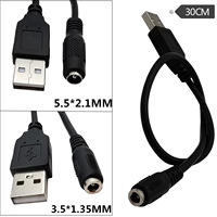 USB 2.0 a Stecker USB 2.0 zu DC Power Jack Buchse 3,5mm x 1,35mm/DC 5,5x2,1mm Buchse Verlängerung adapter Kabel 0,3 m