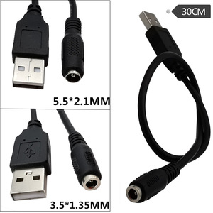 USB2.0 một nam cắm <span class=keywords><strong>USB</strong></span> 2.0 để DC jack cắm điện nữ 3.5mm x1.35mm/DC 5.5x2.1mm Nữ mở rộng bộ chuyển đổi dây cáp 0.3M - Product Image 2