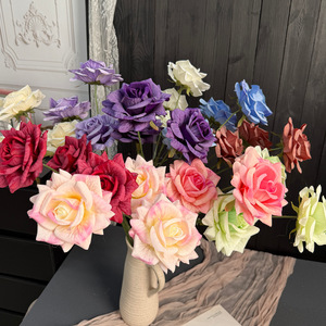 Roses artificielles Jinxi à 3 têtes, fleurs en soie, branche unique, décoration de mariage, décoration d'arche extérieure - Product Image 3