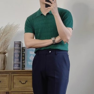 Nouveau Polo en Maille à Manches Courtes pour <span class=keywords><strong>Homme</strong></span> Été 2026 – Coupe Slim, Couleur Unie, Col Revers, T-shirt Tricoté Décontracté à Demi-Manches - Product Image 6
