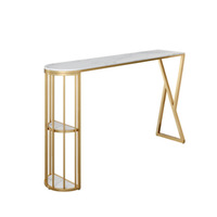 Nordic Light Luxe Long High Bar Table Set pour Petit Appartement Salon Fer Art Métal Partition Bar Chaise Élégant Marbre