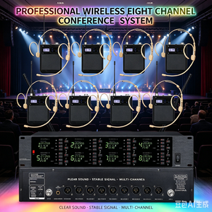 Sistema de Micrófono Inalámbrico UHF de 8 Canales, Transmisor de Bolsillo de 640-690 MHz, Pantalla LCD, Alcance de 80 M, para Discursos en Escenario - Product Image 2
