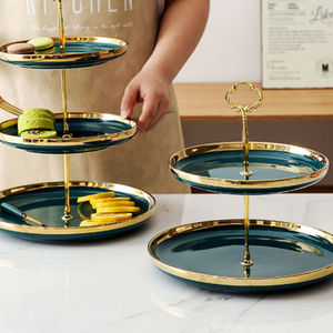 Plateau à <span class=keywords><strong>dessert</strong></span> blanc, plateau double, plateau à fruits, vaisselle, assiettes en céramique, ensembles <span class=keywords><strong>de</strong></span> vaisselle, supports personnalisés avec logo - Product Image 5