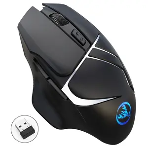 Computer Wireless Mouse Rechargeable Multicolor Light 2.4G Ergonomic Mouse with 600 Mah Battery