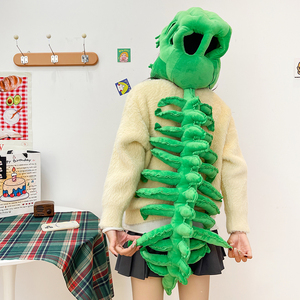 Chapeau en peluche squelette de dinosaure - Costume de cosplay d'Halloween pour enfants et adultes, idéal pour les fêtes et comme cadeau d'anniversaire - Product Image 2