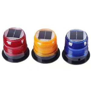 Lampe stroboscopique rouge jaune bleue, lampe de signalisation d'urgence solaire à LED, balise d'avertissement - Product Image 5