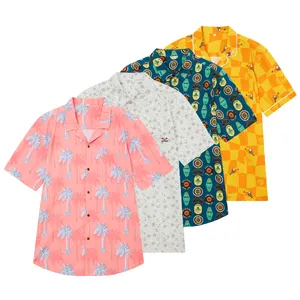 Camisa de lazer havaiana de rayon personalizada de alta qualidade para homens, blusa nova moda com estampa de verão, camisas havaianas de praia para homens