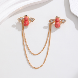 Großhandel Vintage Bee Quaste Goldkette Brosche Herren-und Damen anzug Bee Pin Zubehör Kristall legierung Schmuck Dekoration - Product Image 5