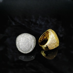 Hip Hop Egg Shape <b>Ring</b> Micro Pave Zircon Full Diamond Unisex Fashion Jewelry Party <b>Statement</b> <b>Ring</b> Gold Silver Rose Gold - Product Image 2