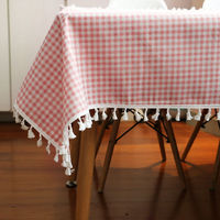 Nappe rectangulaire en coton et lin de qualité supérieure pour banquet de mariage, avec imprimé à carreaux américains, résistante à l'usure et anti-poussière pour la cuisine