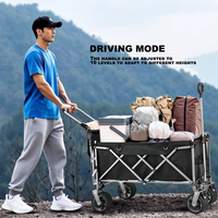 Chariot de camping pliable et portable, grand chariot à quatre roues en tissu Oxford, design moderne, pour la plage et les pique-niques