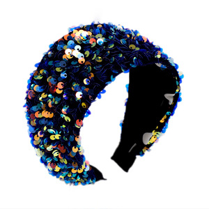 LRTOU New Design Wholesale Custom Girls Bling Plastic Hair Band Fancy Paillette Fabric Flat <strong>Sequin</strong> Hairband <strong>Headband</strong> For Women - Product Image 4