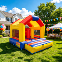 Château gonflable classique rouge, jaune et bleu, structure de saut commerciale pour enfants, château gonflable d'extérieur pour fêtes