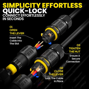 Durable IP68 Cable Industrial a prueba de agua Adaptador de corriente circular de <span class=keywords><strong>3</strong></span> pines Iluminación LED Conector bidireccional Cobre para iluminación de jardín - Product Image 5