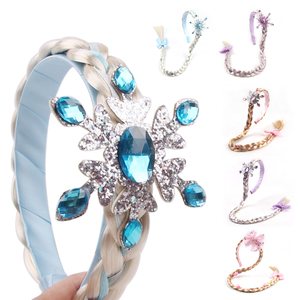 Frozen Princess Wig <span class=keywords><strong>trecce</strong></span> fasce per capelli <span class=keywords><strong>da</strong></span> principessa per bambini Clip per capelli con fiocco di neve per ragazze adorabili accessori per capelli per bambini - Product Image 1