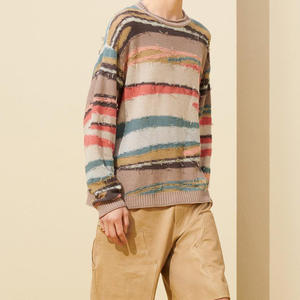 Pull en lin tricoté pour homme avec logo personnalisé, col rond, respirant et anti-rétrécissement, motifs imprimés, styles ODM/OEM - Product Image 3